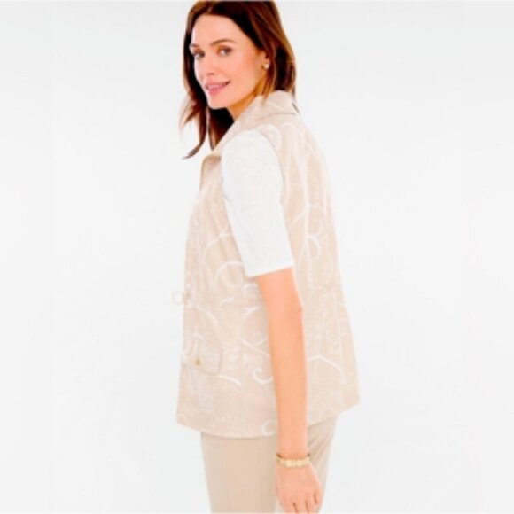 Chico's Zenergy Neema Bundle of 2 Vests Navy Shadow Stripe & Beige Printed XL - Picture 4 of 16